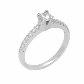 14k Solid Gold Elegant Ladies Modern Prong Round Solitaire Ring D2057v