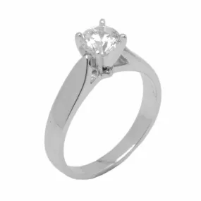 14k Solid Gold Elegant ladies Modern Reverse Tapered Round Solitaire Ring D2027v