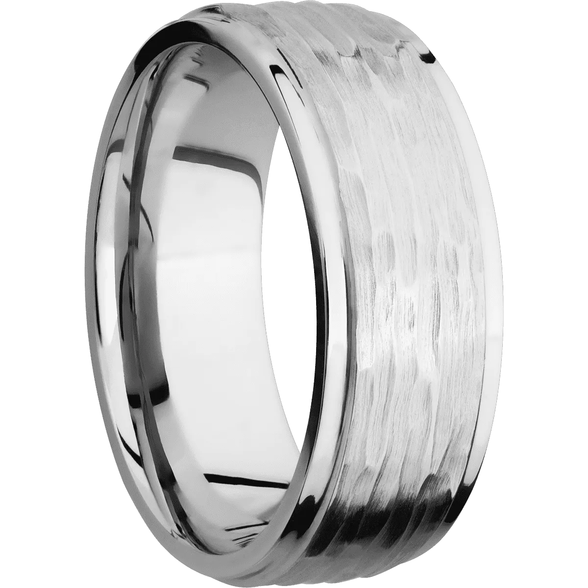 14K White Gold Treebark Polish Ring