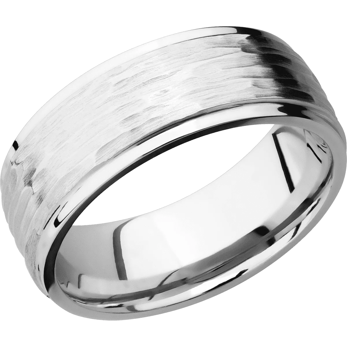 14K White Gold Treebark Polish Ring