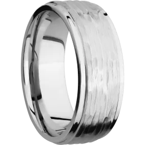 14K White Gold Treebark Polish Ring