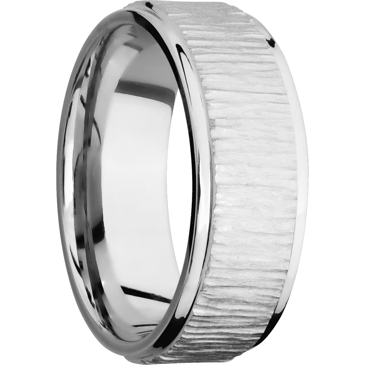 14K White Gold with Treebark1 , Polish Finish