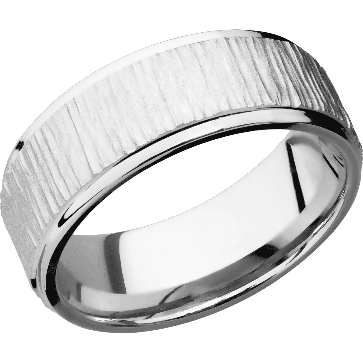 14K White Gold with Treebark1 , Polish Finish