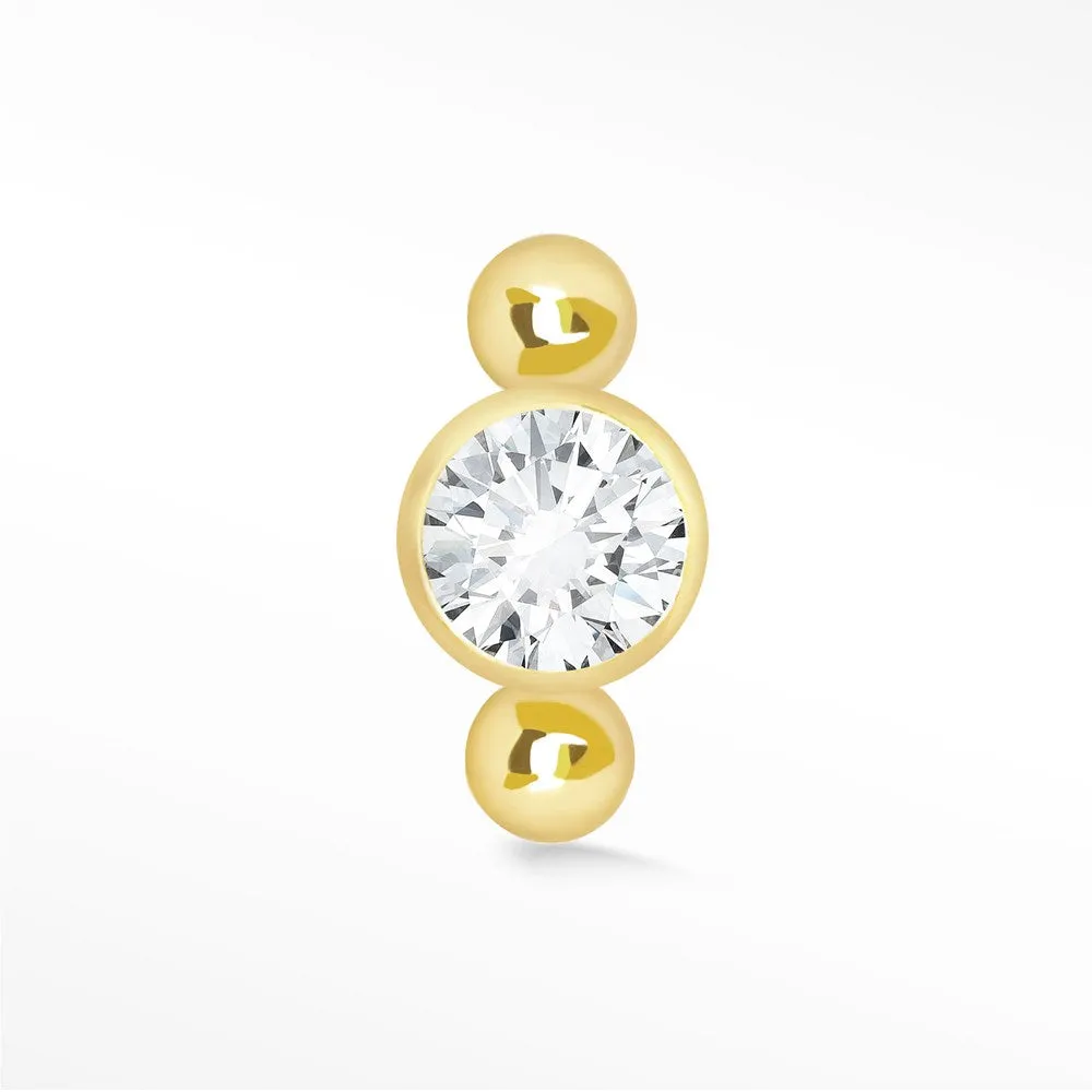 14k Yellow Diamond Flat Back Earring