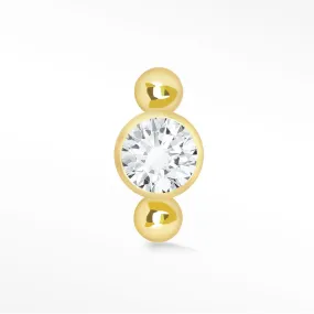 14k Yellow Diamond Flat Back Earring