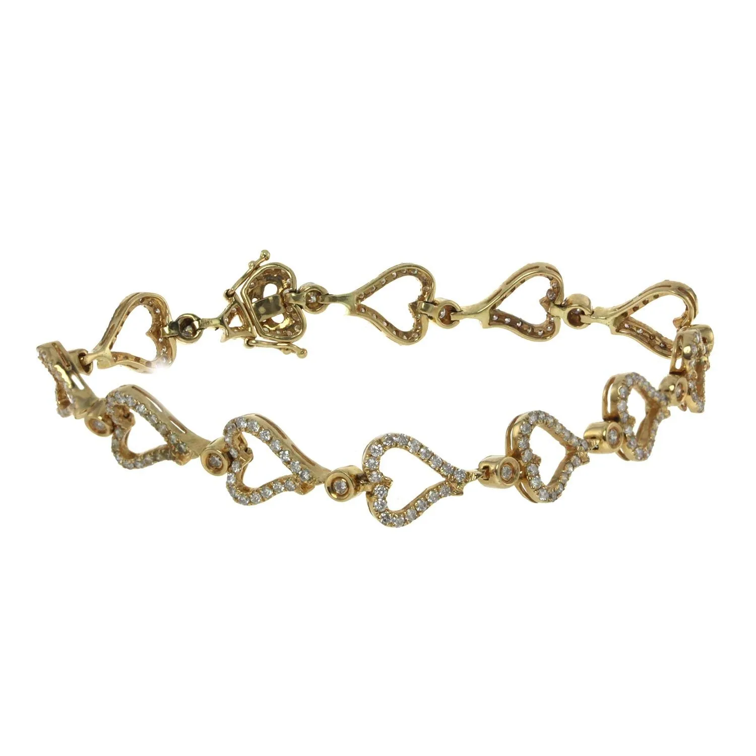 14K Gold Heart Bracelet with 3.09CT Diamond