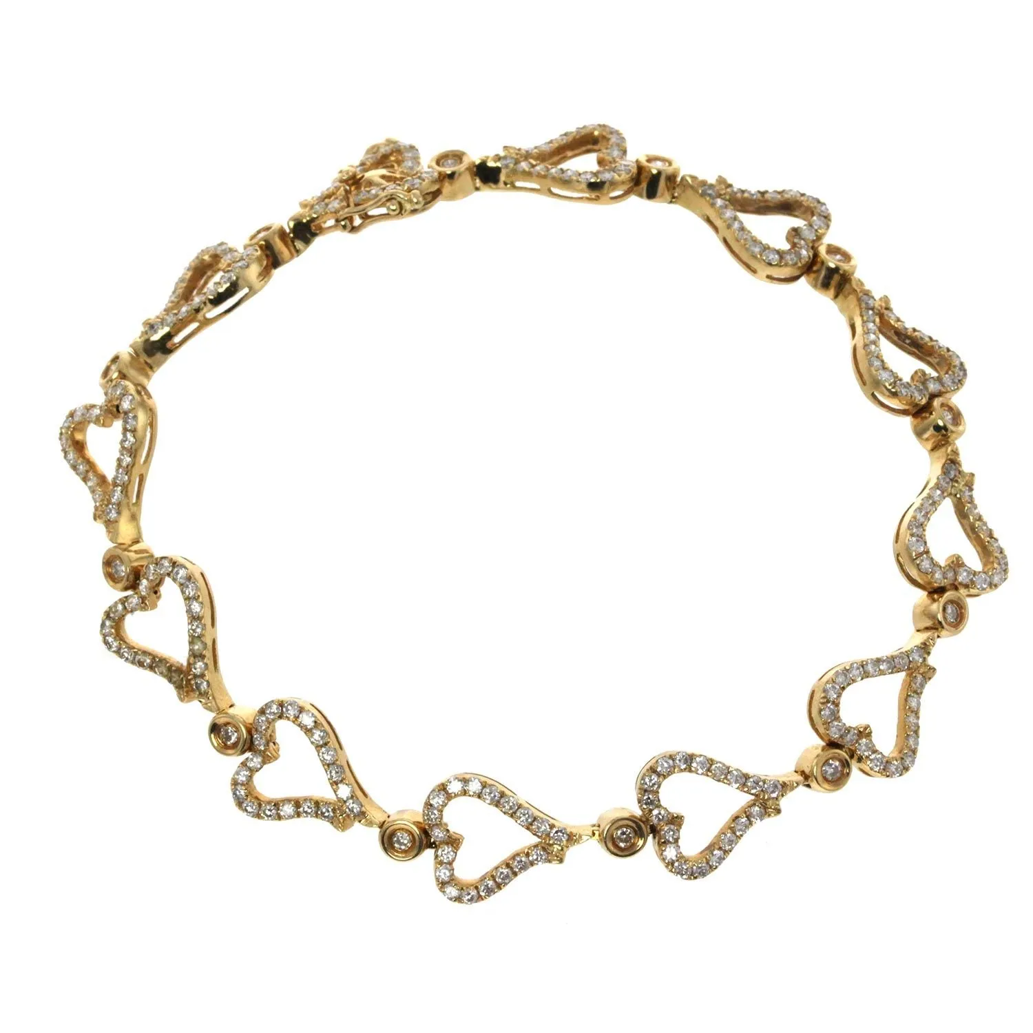 14K Gold Heart Bracelet with 3.09CT Diamond