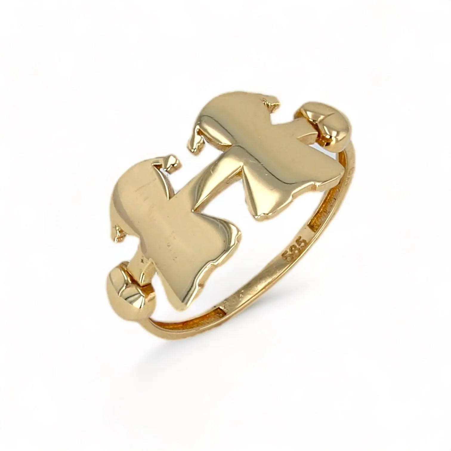 14K Yellow Gold Two Girl Ring 207774