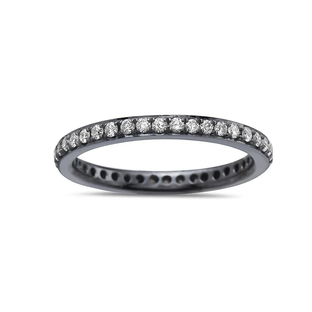 18k Black Gold Wedding Band for Women with 0.60 CT