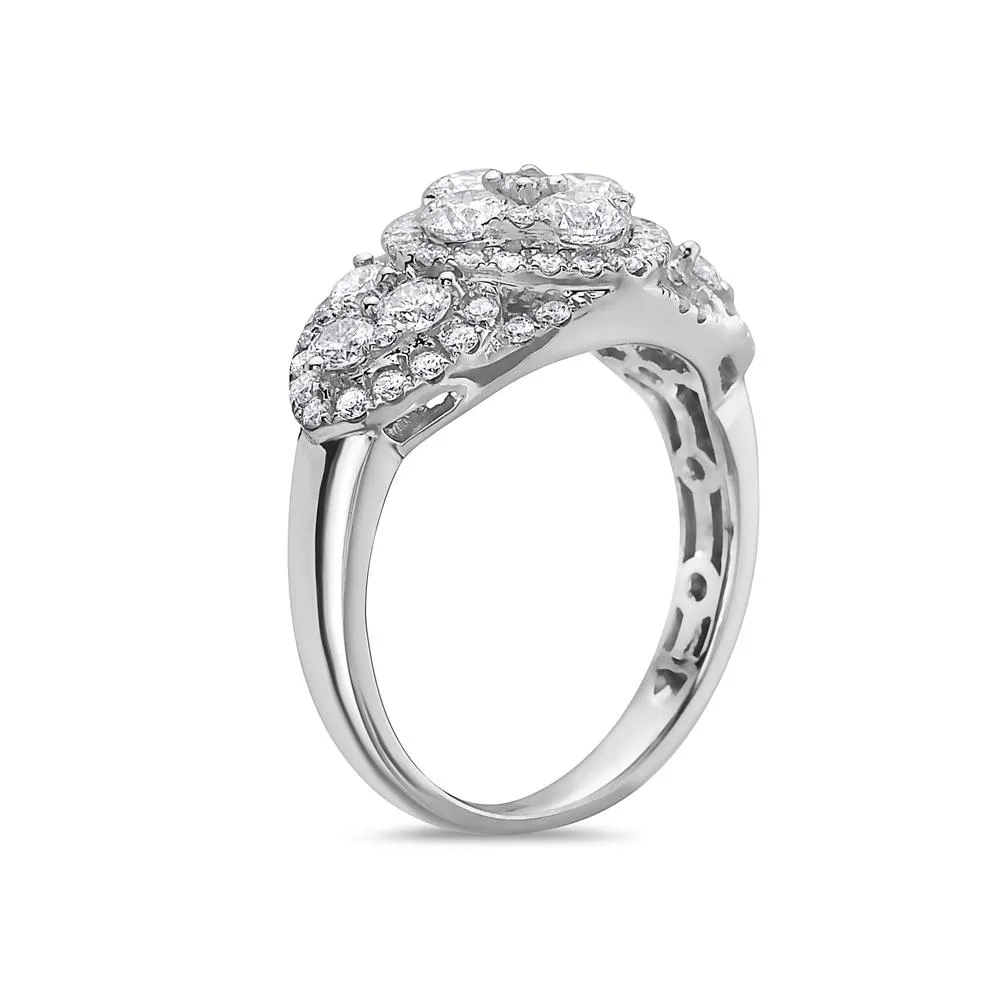 18k White Gold 1.71CT Right Hand Ring for Women