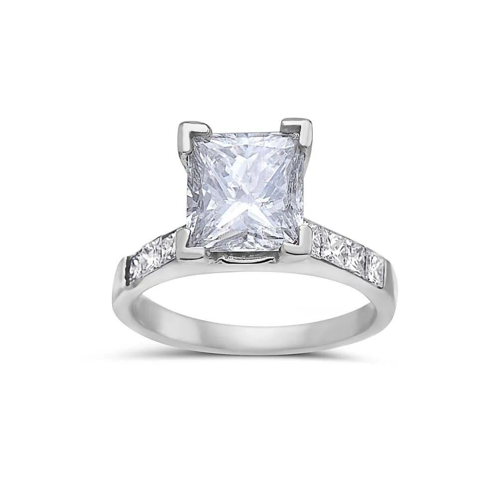 18k White Gold Engagement Ring with 3.1 CT for Women