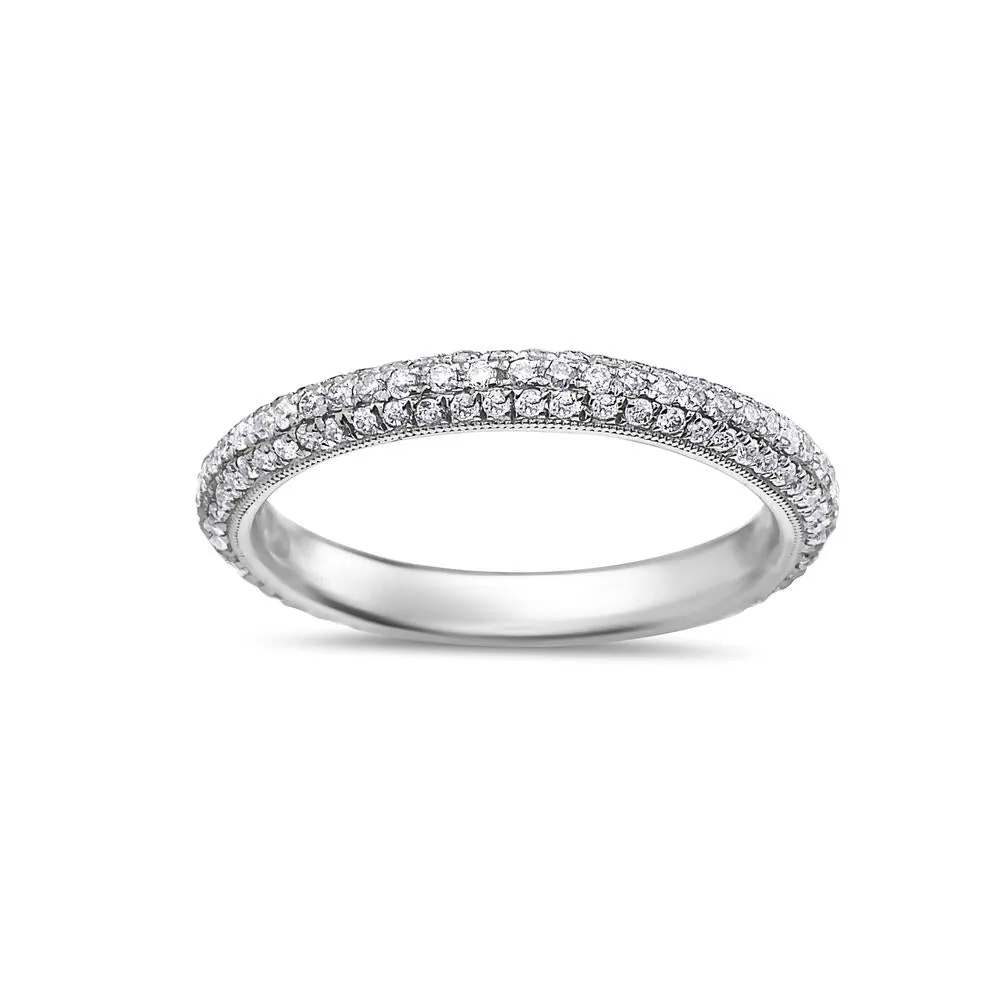 18k White Gold Wedding Band for Women with 0.78 CT Diamonds