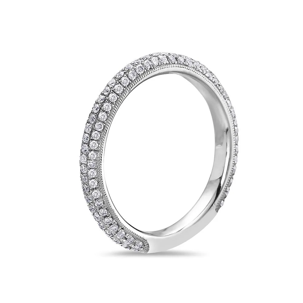 18k White Gold Wedding Band for Women with 0.78 CT Diamonds