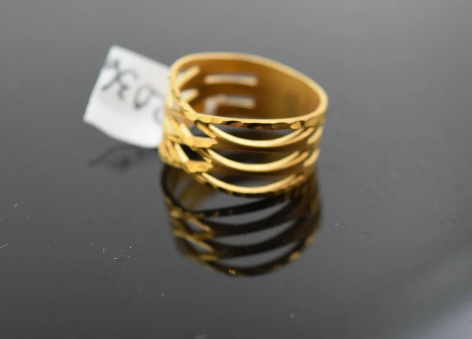 22k Gold Ring with Elegant Cross Pattern for Women - Size R2036