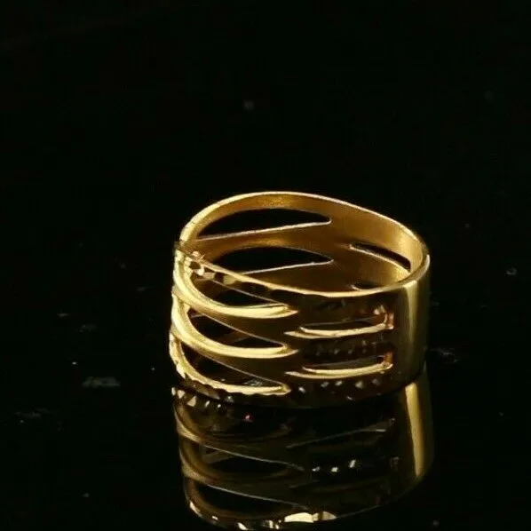 22k Gold Ring with Elegant Cross Pattern for Women - Size R2036