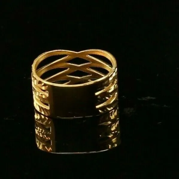 22k Gold Ring with Elegant Cross Pattern for Women - Size R2036