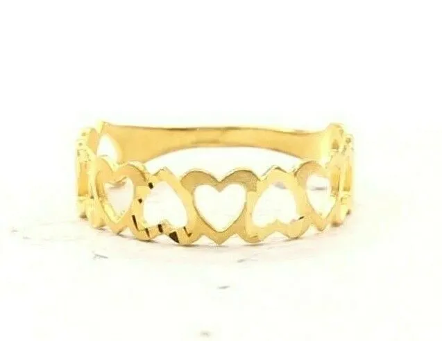 22k Ring Solid Gold Elegant Charm Heart Shape Ladies Ring Size R2059 mon