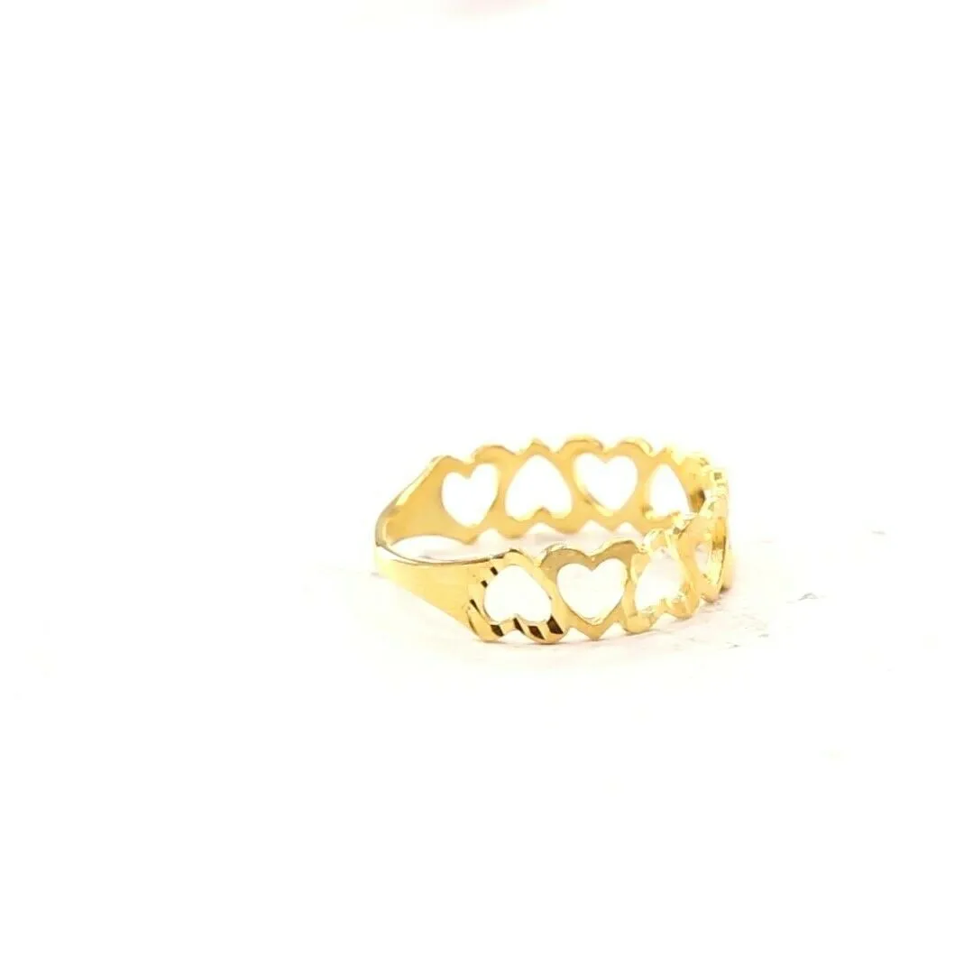 22k Ring Solid Gold Elegant Charm Heart Shape Ladies Ring Size R2059 mon