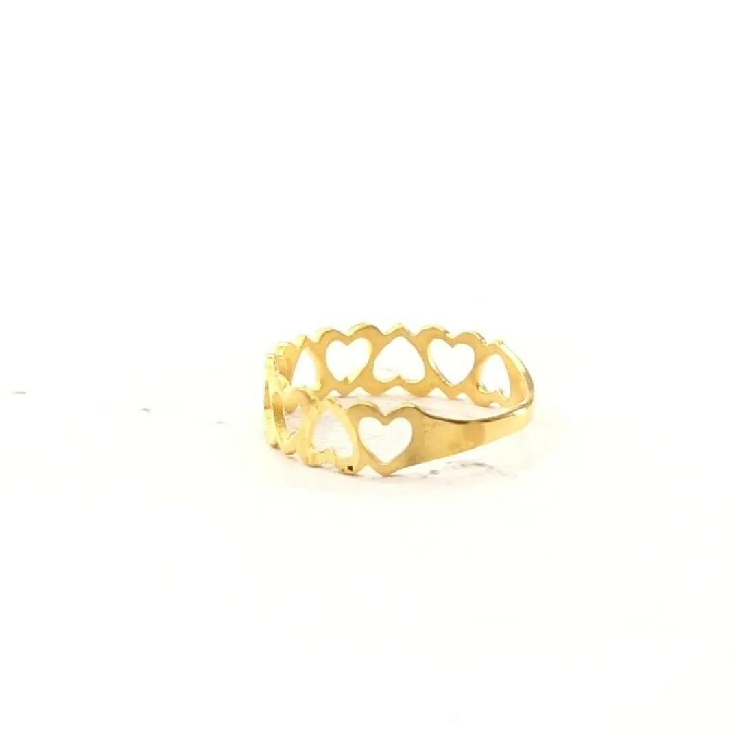 22k Ring Solid Gold Elegant Charm Heart Shape Ladies Ring Size R2059 mon