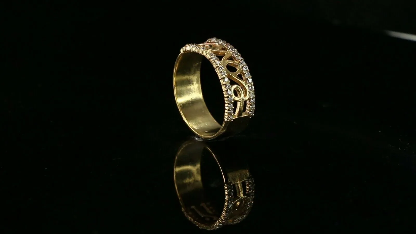 22k Ring Solid Gold ELEGANT Charm Ladies Band SIZE 7.5 RESIZABLE r2927mon