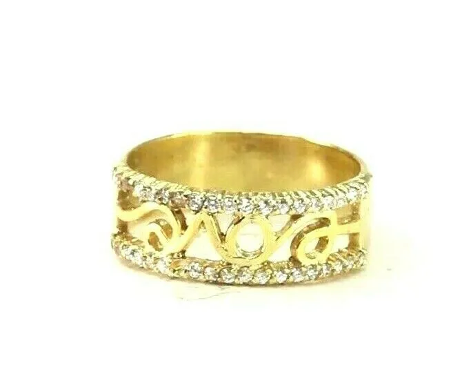 22k Ring Solid Gold ELEGANT Charm Ladies Band SIZE 7.5 RESIZABLE r2927mon