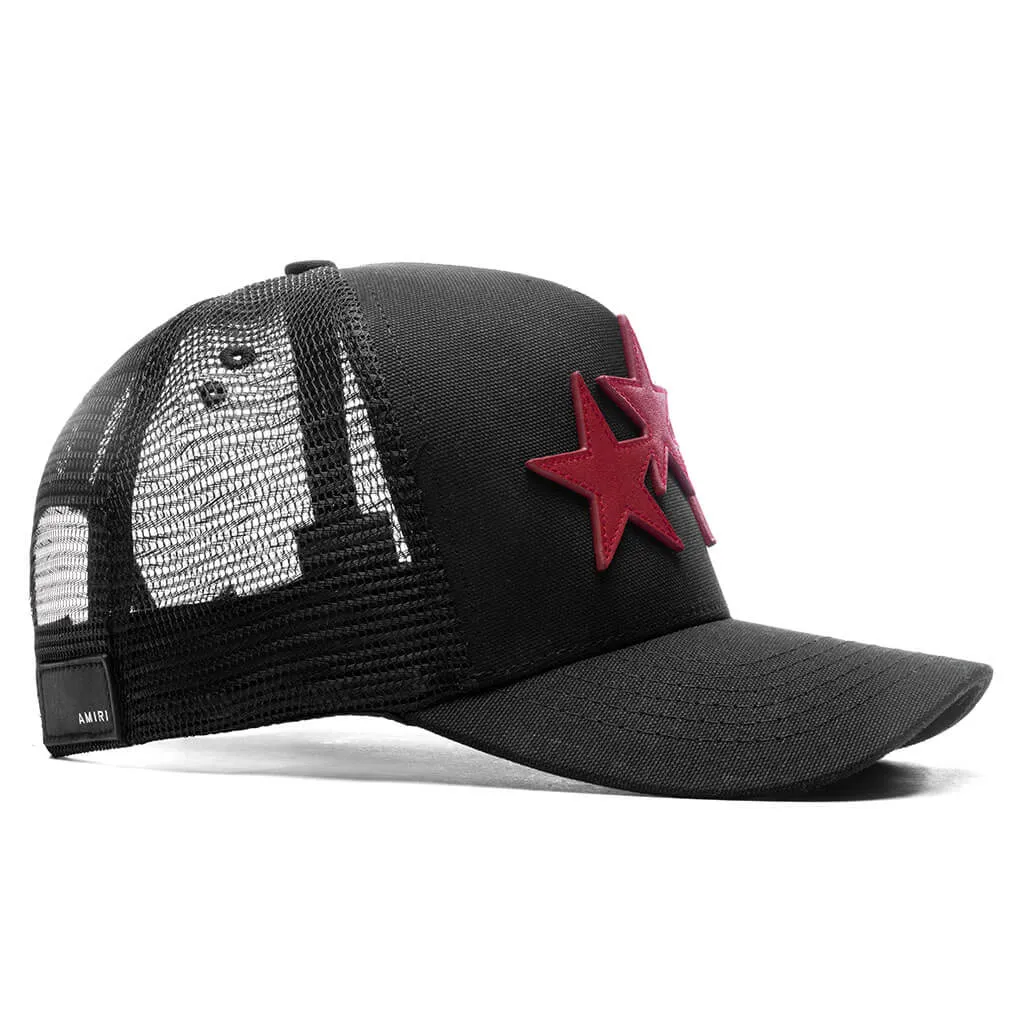 3 Star Trucker Hat Black Red - Shop Now