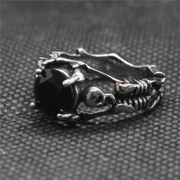 Cool Black Stone Skull Ring