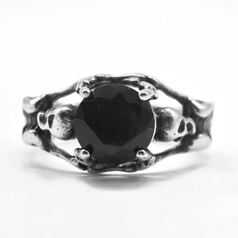 Cool Black Stone Skull Ring