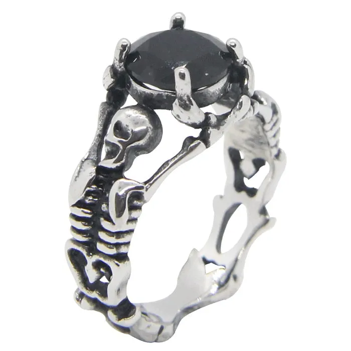 Cool Black Stone Skull Ring