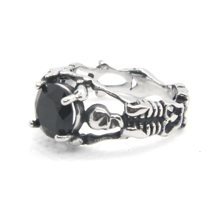 Cool Black Stone Skull Ring