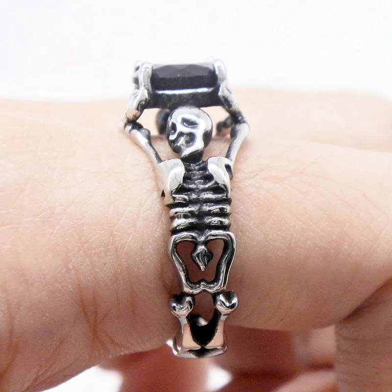 Cool Black Stone Skull Ring