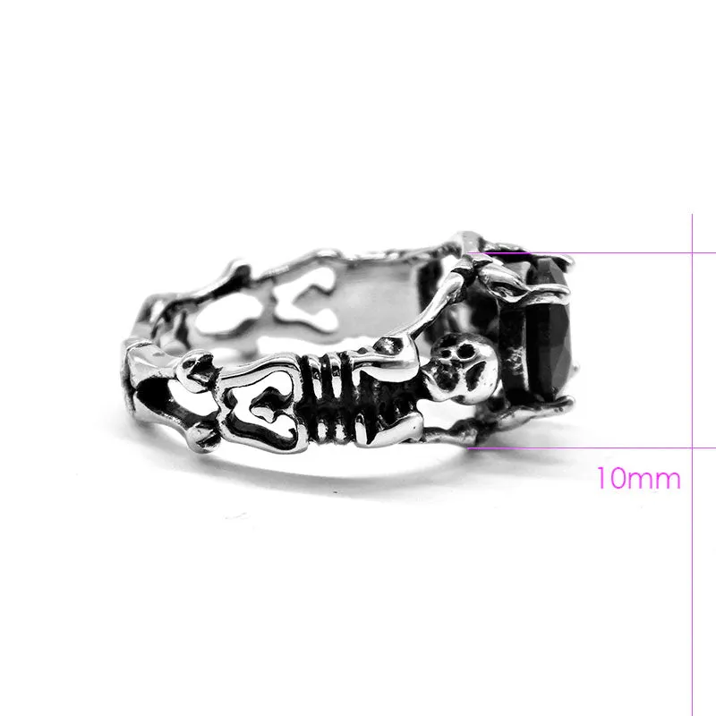 Cool Black Stone Skull Ring