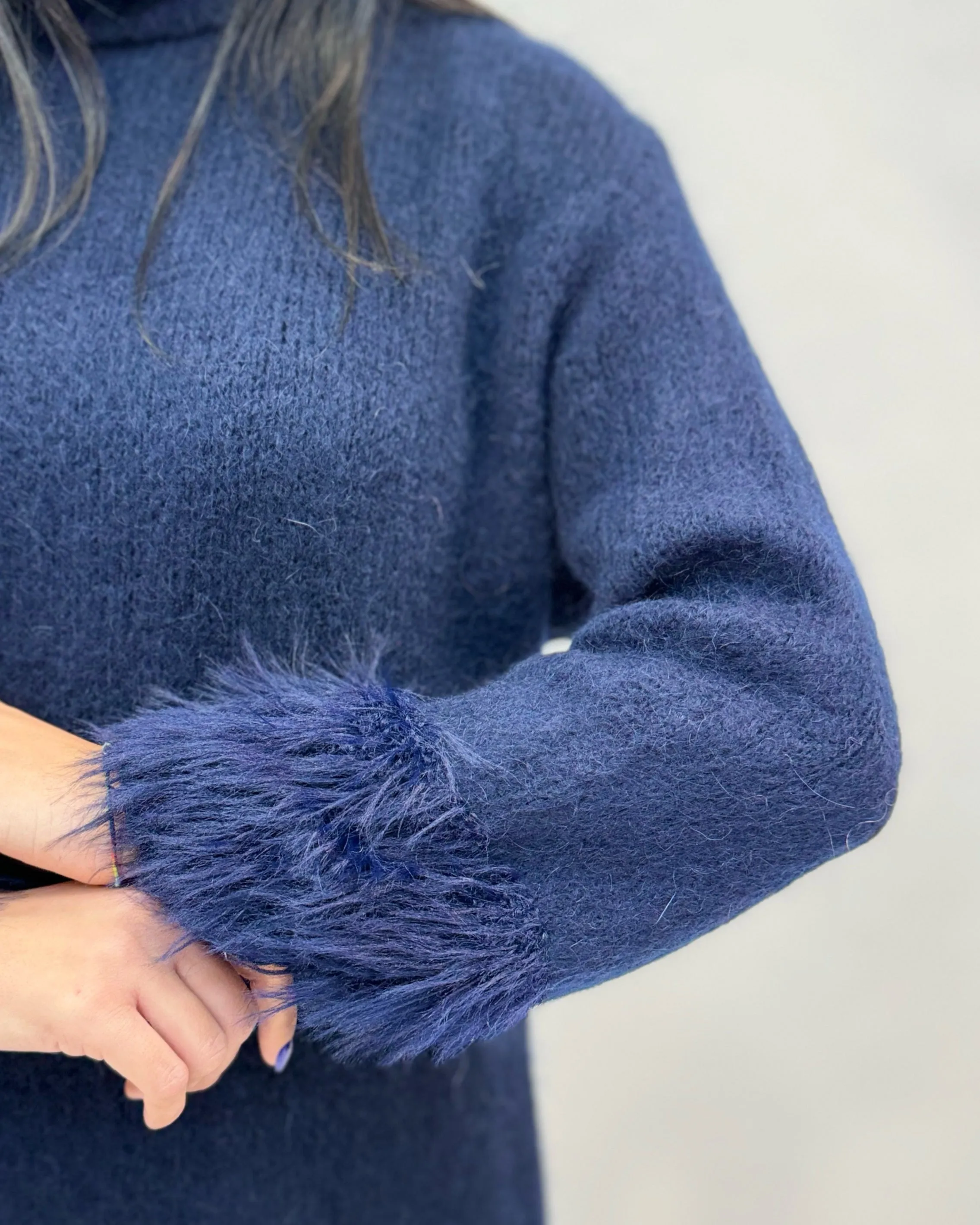 Wool Mohair Dolcevita Sweater with Feathers