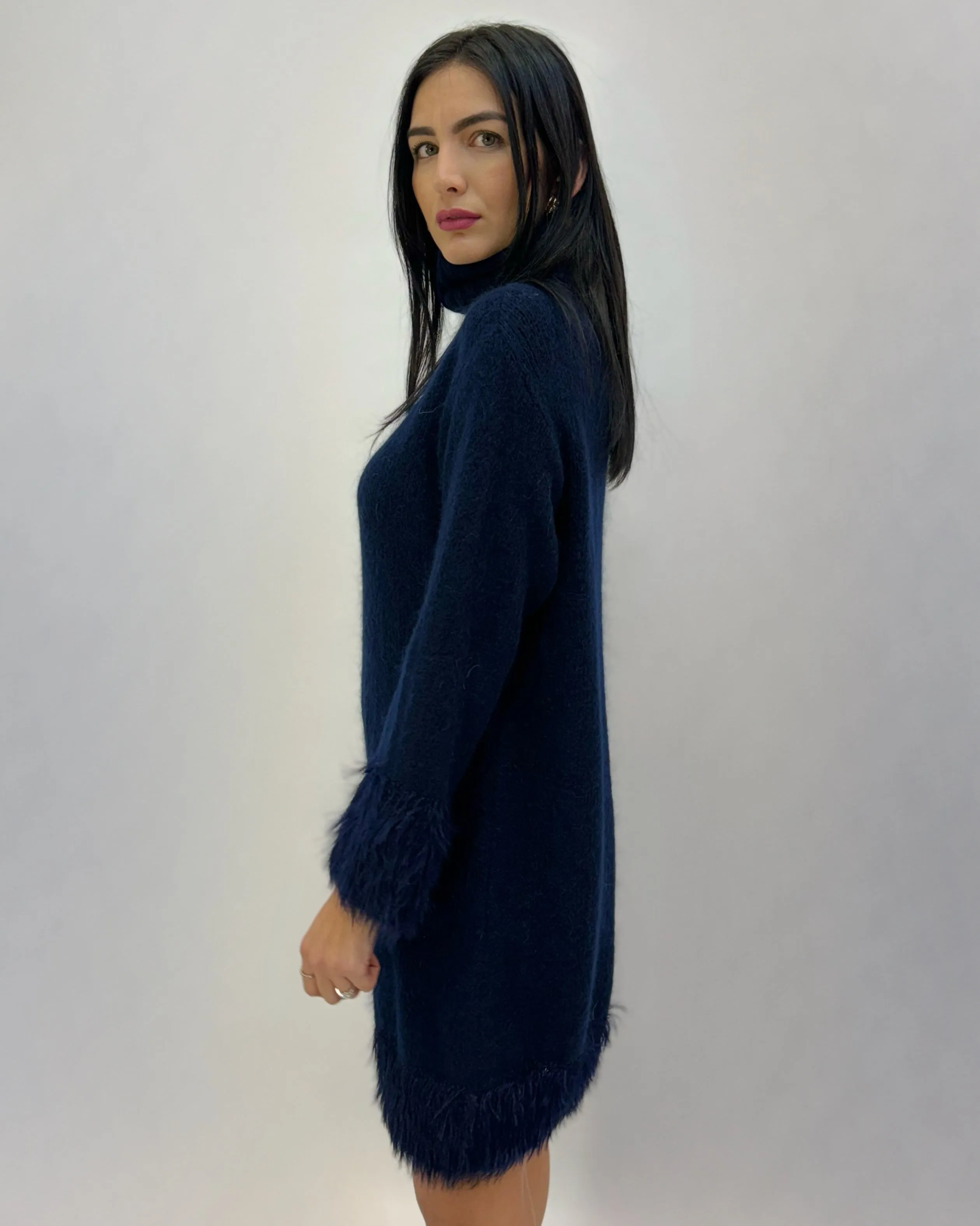 Wool Mohair Dolcevita Sweater with Feathers