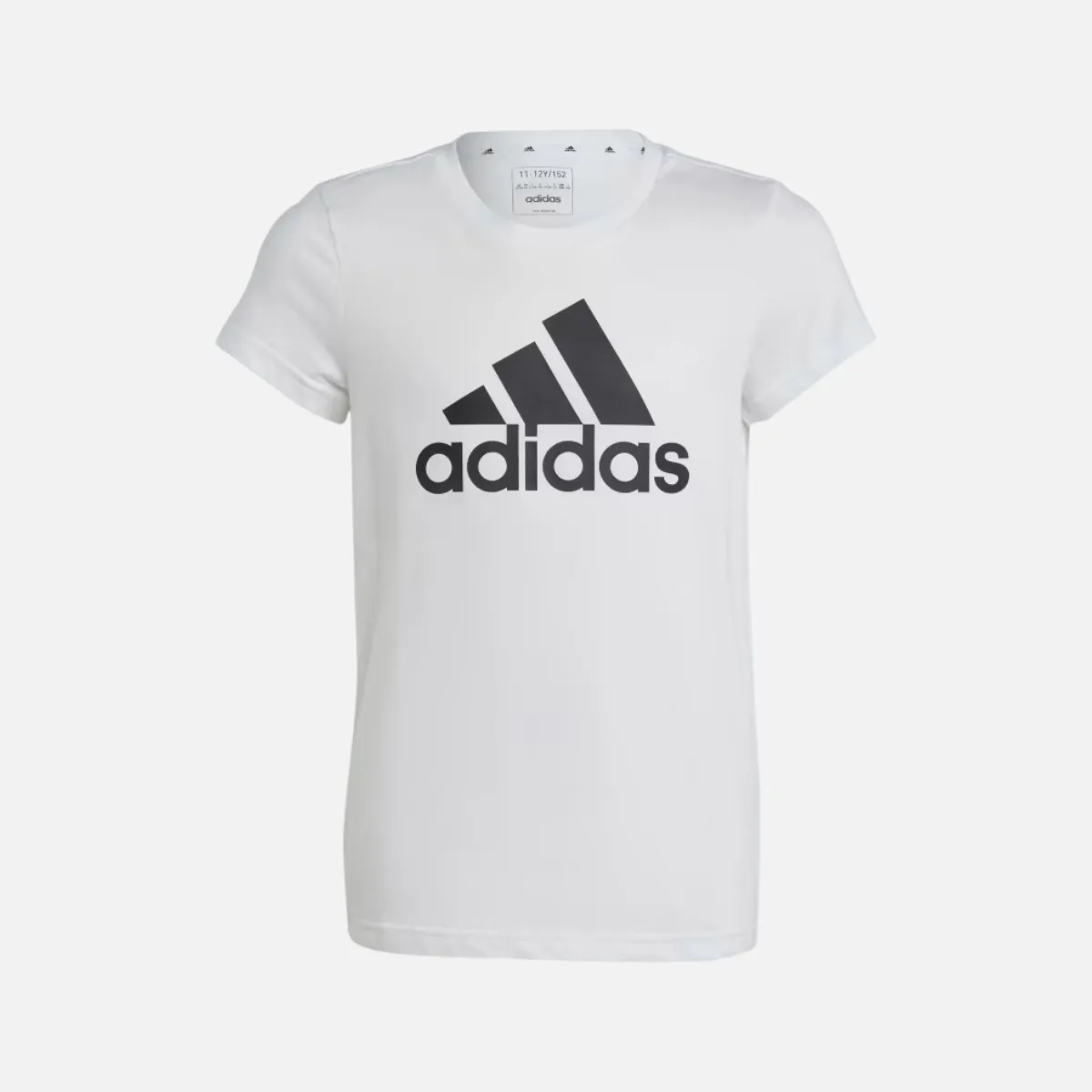 Adidas Kids Girls Cotton T-shirt (7-15 Year) - White/Black