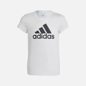 Adidas Kids Girls Cotton T-shirt (7-15 Year) - White/Black