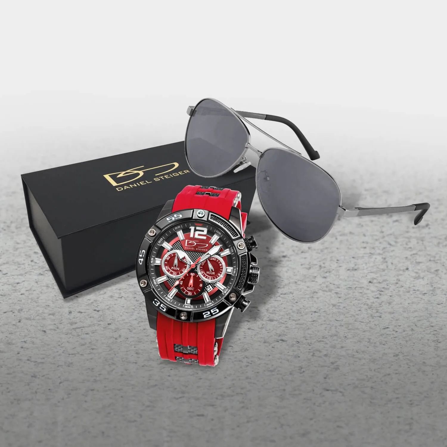 Men's Red Adventurer Watch with Sunglasses