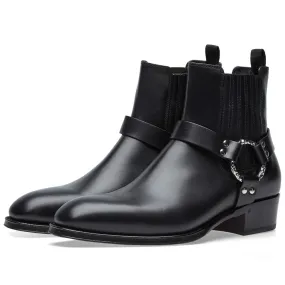 Alexander McQueen Black Cuban Heel Biker Boots