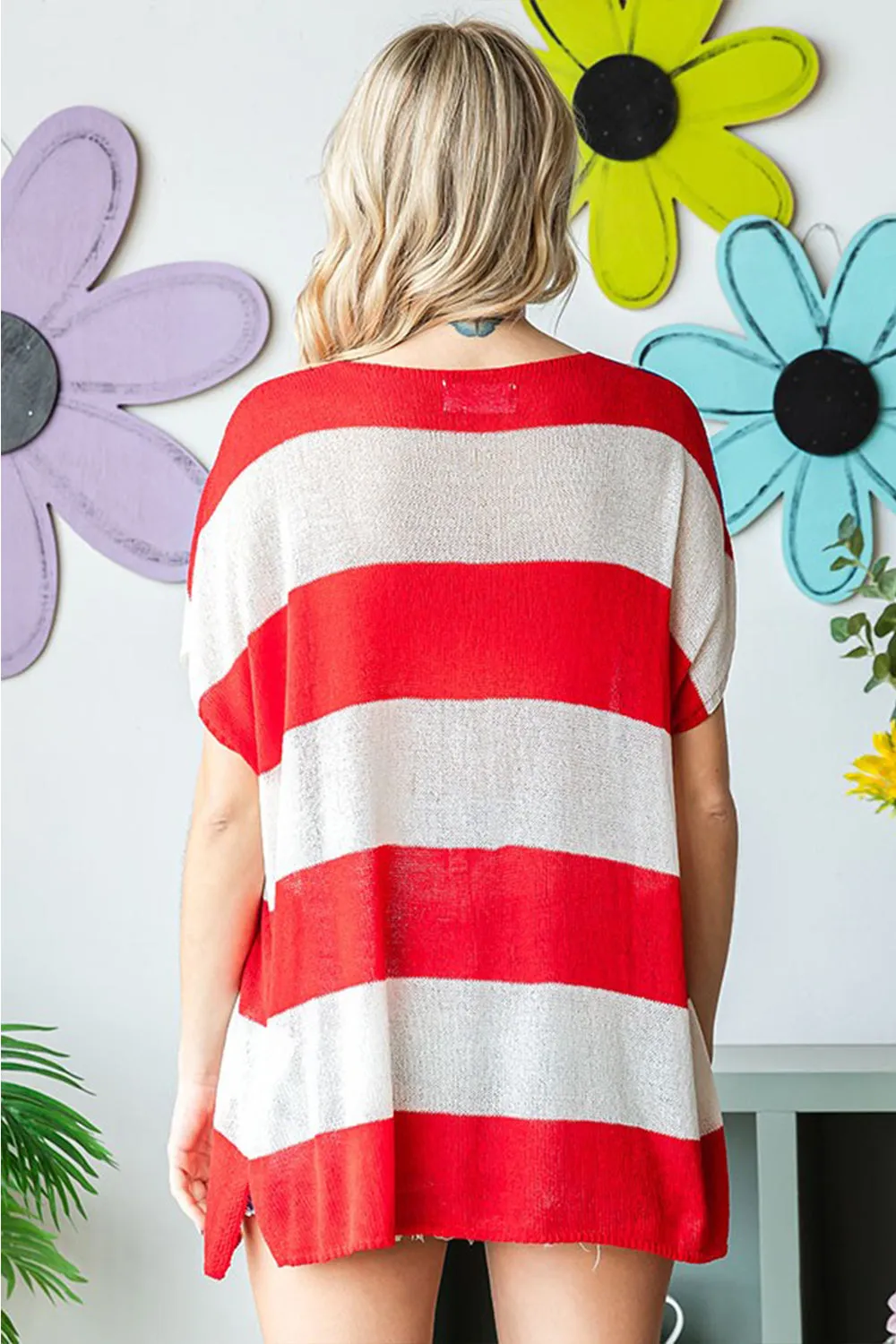 American Flag Drop Shoulder Knit Top