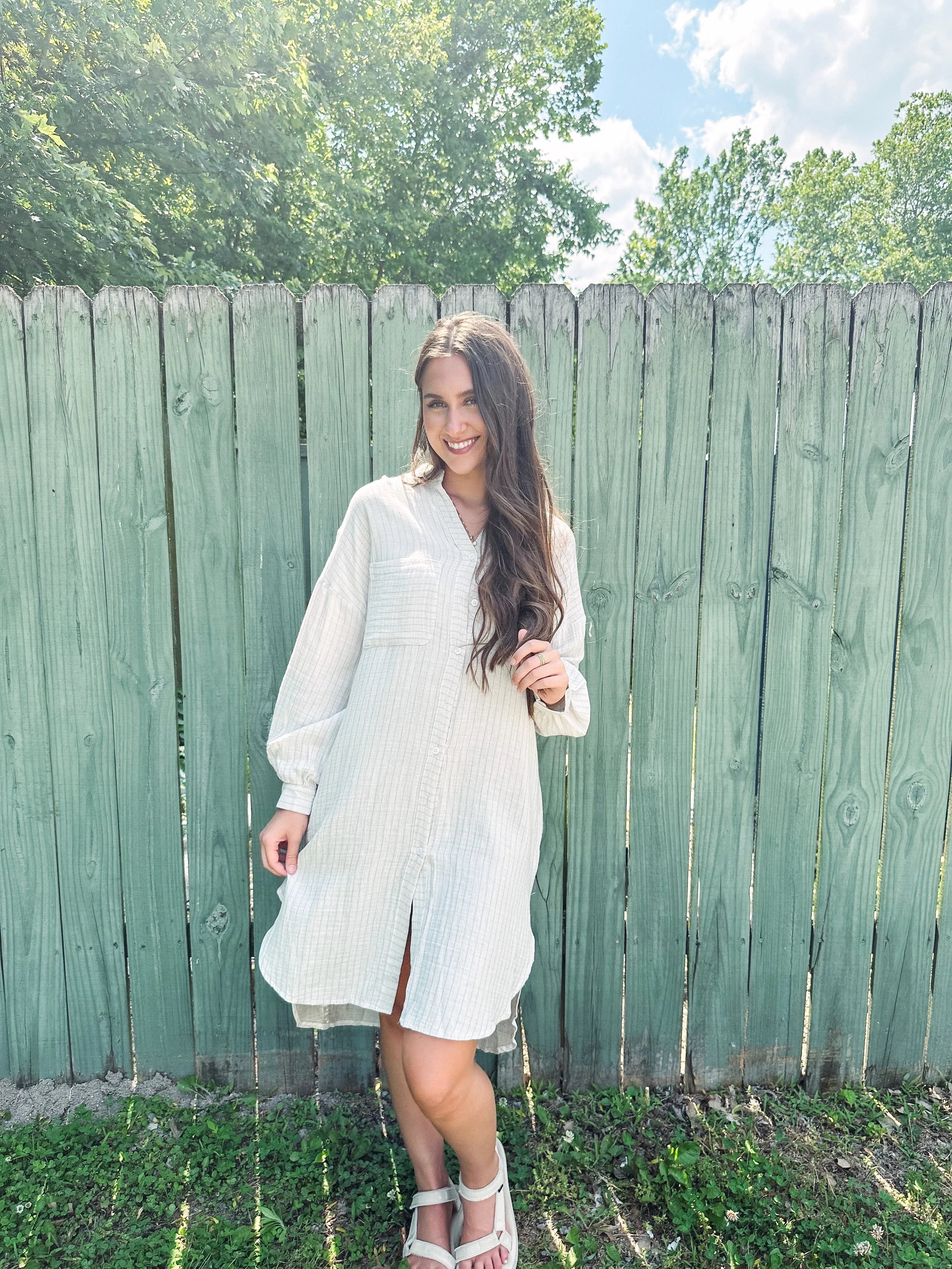 Striped Oversized Taupe Shirt for American Girls