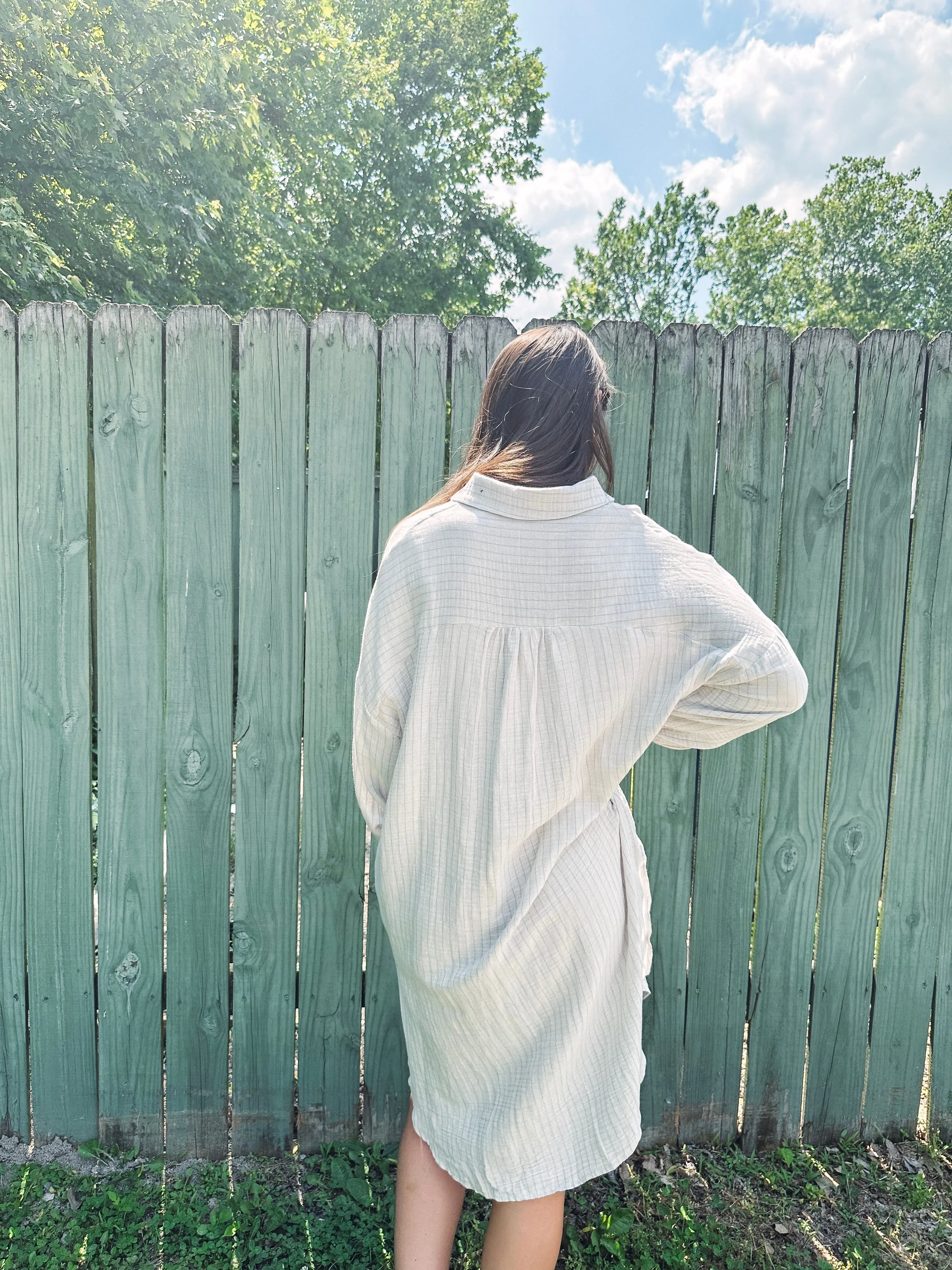 Striped Oversized Taupe Shirt for American Girls