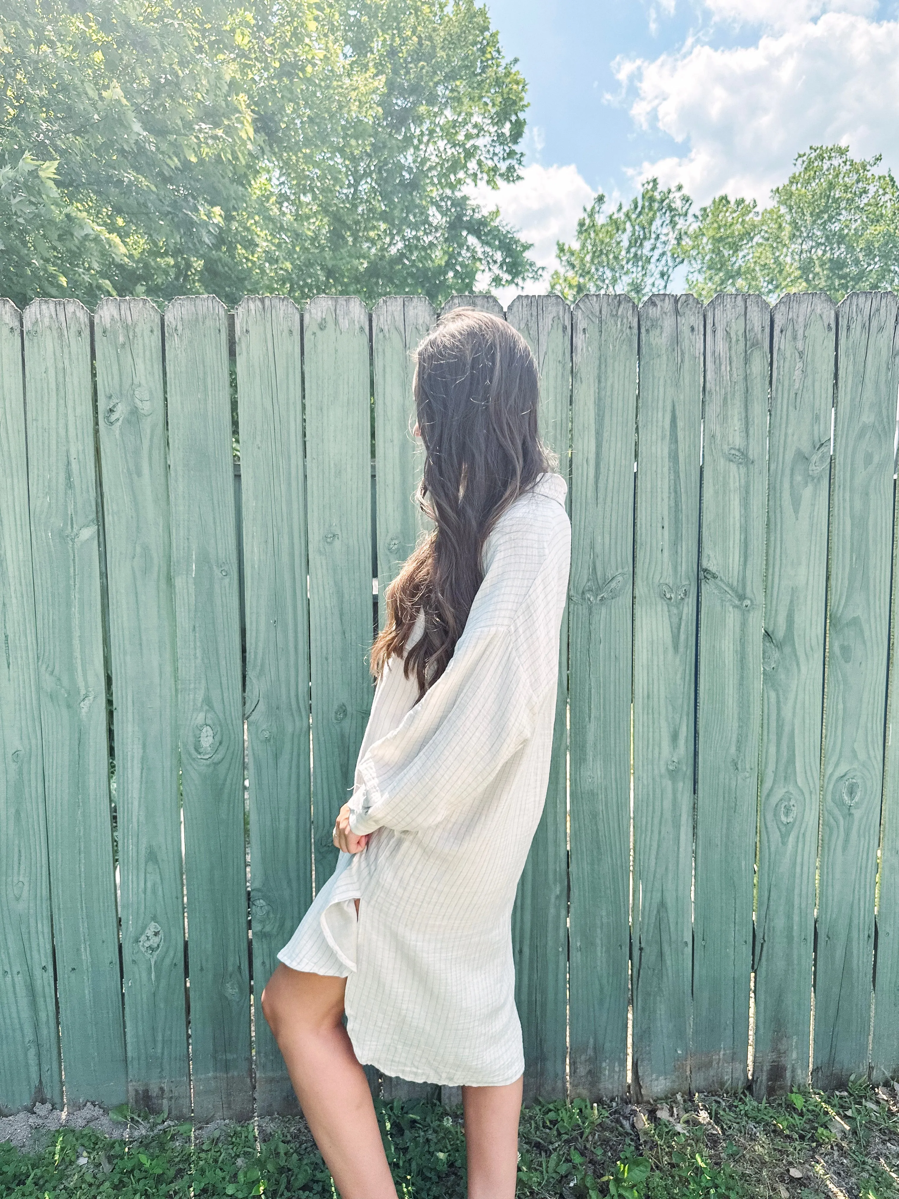 Striped Oversized Taupe Shirt for American Girls