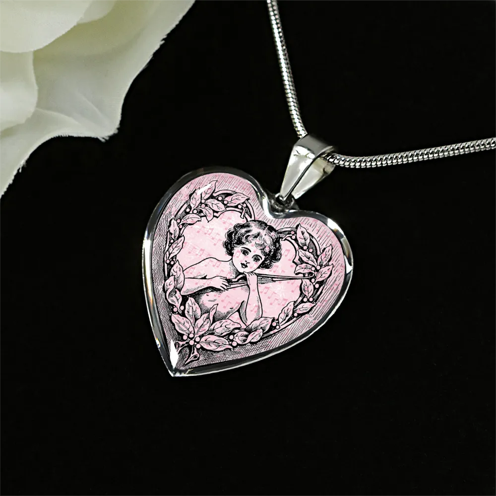 Vintage Heart Pendant Necklace for Angel Girls