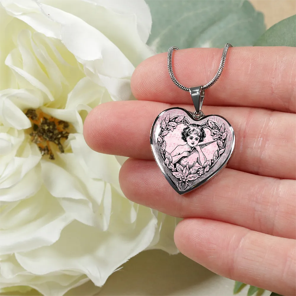 Vintage Heart Pendant Necklace for Angel Girls