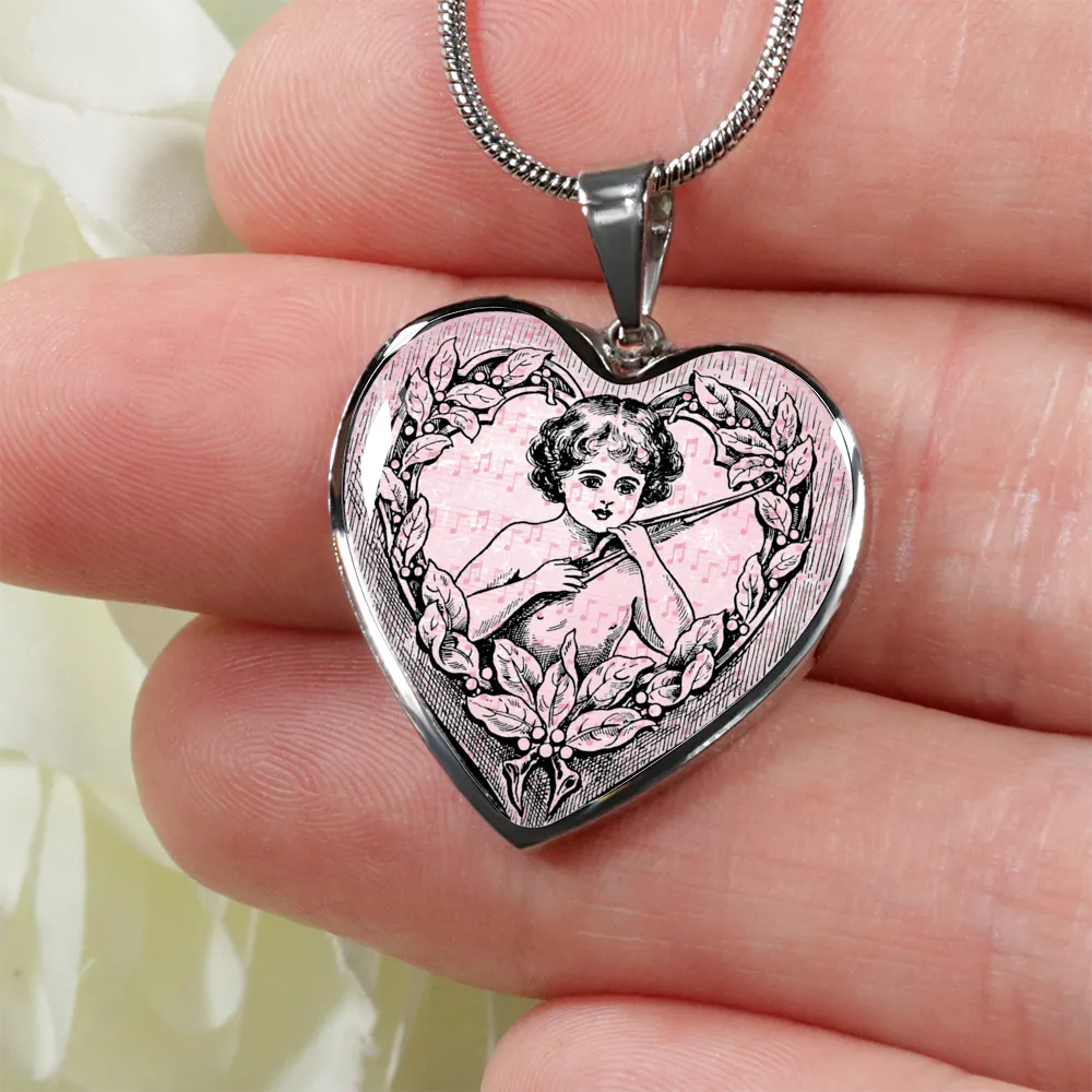 Vintage Heart Pendant Necklace for Angel Girls