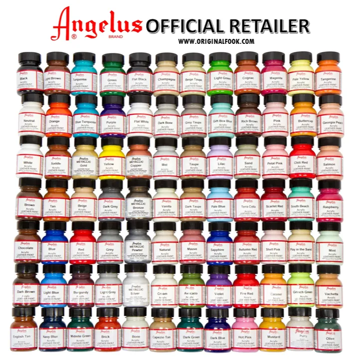 Angelus Acrylic Leather Paint in Black, White, Flat Black, and Flat White - Competitive Pricing, Fast Shipping