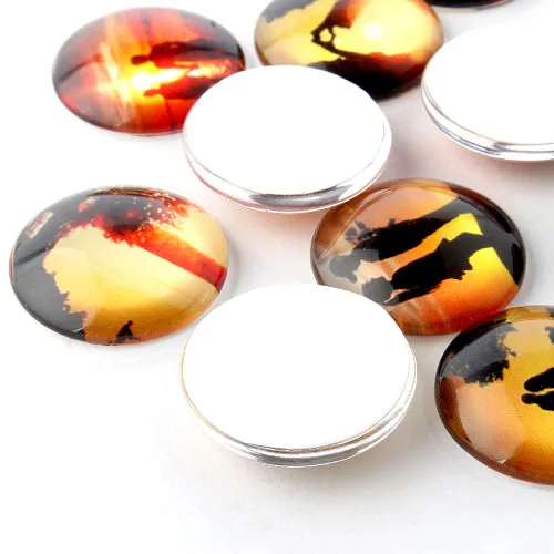 Assorted Glass Cabochons with Printed Silhouettes - 20mm