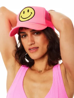 Aviator Nation | Smiley Vintage Trucker Hat | Neon Pink