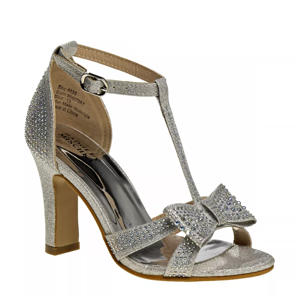 BADGLEY MISCHKA  GIRLS LITTLE-BIG KID METALLIC T-STRAP DRESS SANDAL