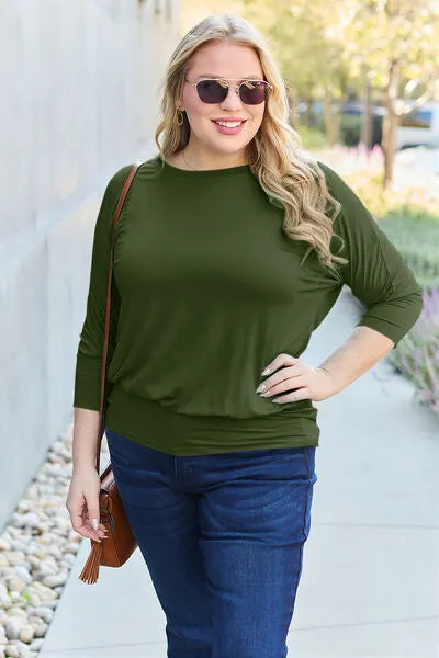 Round Neck Batwing Sleeve Blouse